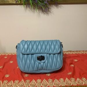 Badgley Mischka Elegant Blue Quilted Bag NWT